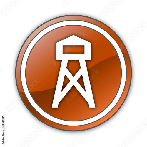Illustration: Orange Glossy Button "Lookout Tower" Orange Glossy Button "Lookout Tower"