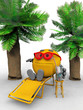 Illustration: smiley on lounge chair with a drink and palm trees smiley on lounge chair with a drink and palm trees