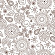 Cute seanless pattern with cartoon flowers and leaves