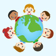 multicultural children hand in hand