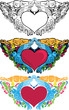 Valentine card decor. Heart with pigeons.
