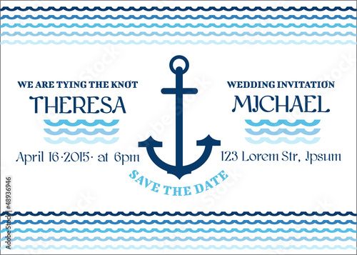Vector: Wedding Marine Invitation Card - in vector Wedding Marine Invitation Card - in vector