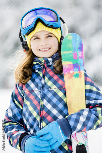 Photo: Skiing, winter, child - portrait of young skier Skiing, winter, child - portrait of young skier