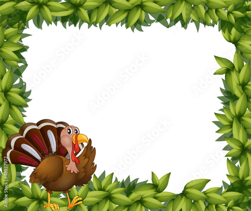 Vector: A green frame border with a turkey A green frame border with a turkey