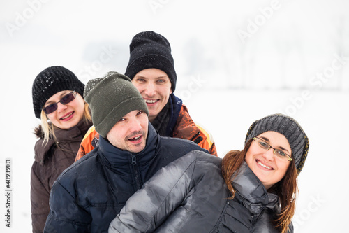 Photo: Happy friends in winter Happy friends in winter