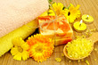 Soap and bath salt with calendula