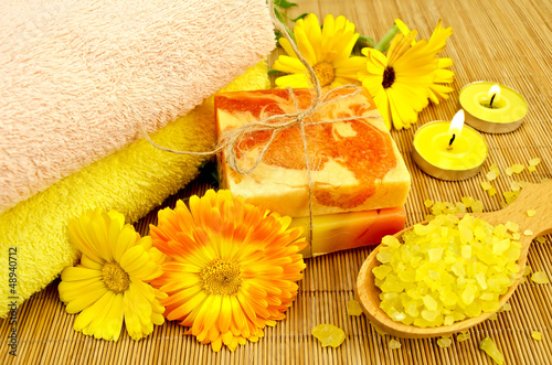 Photo: Soap and bath salt with calendula Soap and bath salt with calendula