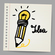 Light bulb, Pencil, and Good idea.