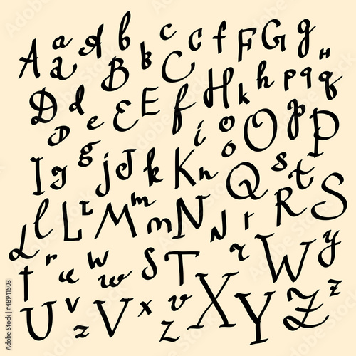 Vector: Vector alphabet. Hand drawn letters. Vector alphabet. Hand drawn letters.