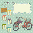 Cute girly summer set with bicycle, shoes, bag and eyeglasses