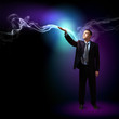 Businessman with light shining