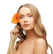 lovely woman with gerbera flower
