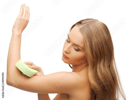 Photo: woman with sponge woman with sponge