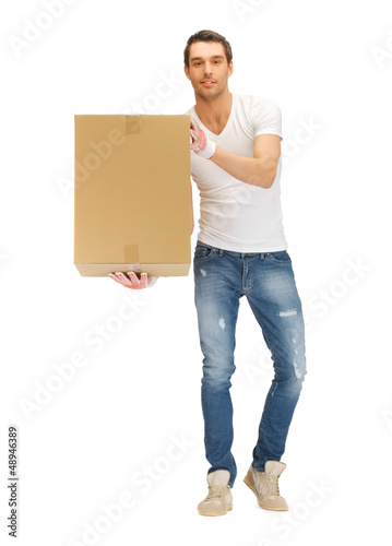 Photo: handsome man with big box handsome man with big box
