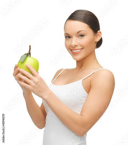 Photo: woman with green apple woman with green apple