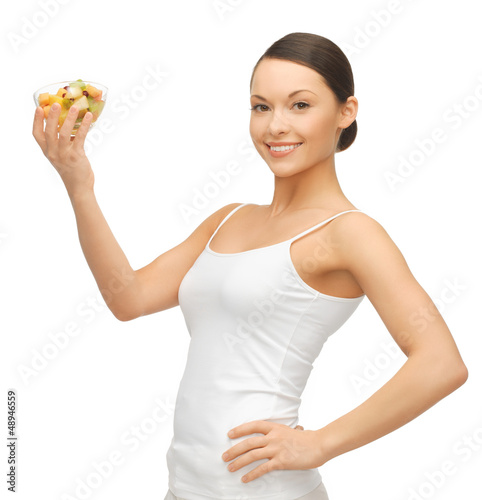 Photo: woman with fruit coctail woman with fruit coctail
