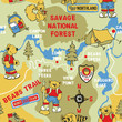 Cute Bear trekking - vector seamless pattern