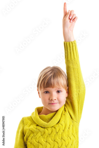 Photo: Girl raising hand Girl raising hand
