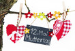 Muttertag - 2 Stoffherzen - Tafel mit Schrift