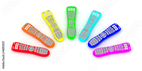 Illustration: Remote controls of rainbow colors Remote controls of rainbow colors