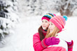 Two Young Beautiful Girls in winter outdoors
