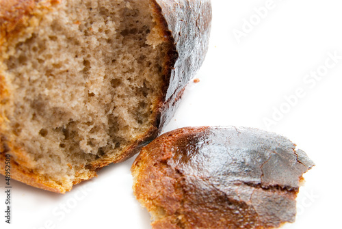 Photo: Rye bread on a white background. Rye bread on a white background.
