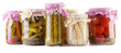 Canned vegetables isolated on white background