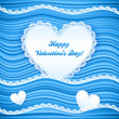 Vector pink wavy Valentine's Day background with lacy hearts
