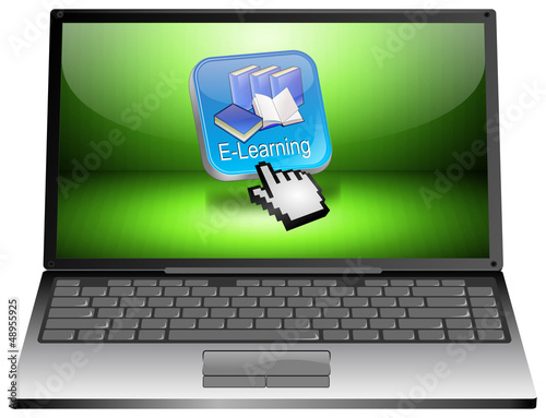 Illustration: Laptop mit E-Learning Laptop mit E-Learning