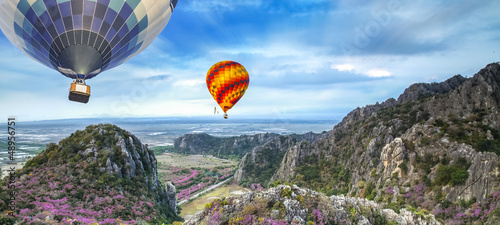 Photo: Lanscape of mountain and balloon Lanscape of mountain and balloon
