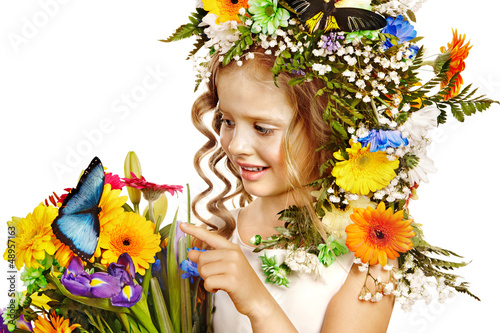 Photo: Little girl with flower hairstyle. Little girl with flower hairstyle.