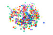 colorful confetti over white background
