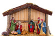 Weihnachtskrippe vor weißem Hintergrund