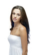 beautiful brunette woman on white