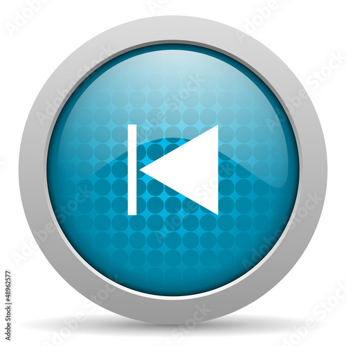 Illustration: prev blue glossy icon on white background prev blue glossy icon on white background