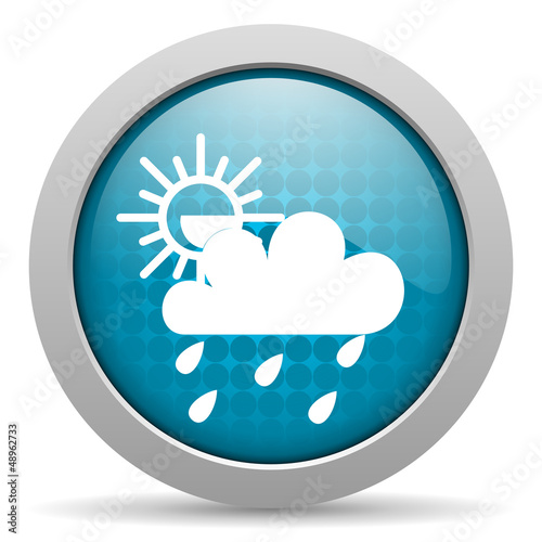 Illustration: weather forecast blue glossy icon on white background weather forecast blue glossy icon on white background