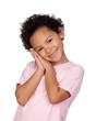 Happy latin child making the gesture of sleep