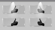 Hand signal on white frames in art gallery vector illustration.