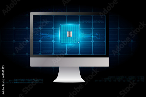 Vector: Vector desktop computer with electronic circuit board processor Vector desktop computer with electronic circuit board processor