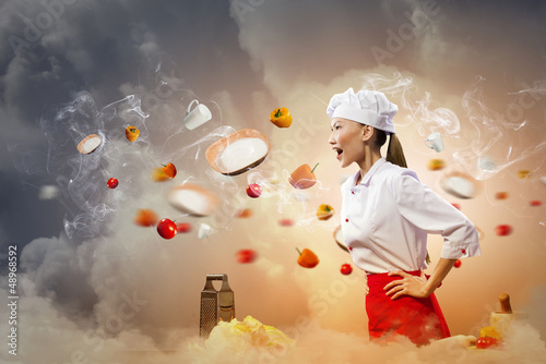 Photo: Asian female cook in anger Asian female cook in anger