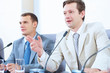 Two businessmen at meeting