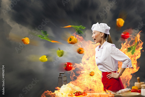Photo: Asian female cook in anger Asian female cook in anger