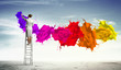 Young woman drawing splashes