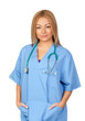 Photo: Medecin attrayant avec l'uniforme bleu Medecin attrayant avec l'uniforme bleu