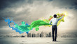 Man painting splashes