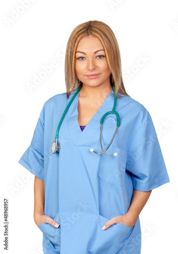 Photo: Medecin attrayant avec l'uniforme bleu Medecin attrayant avec l'uniforme bleu