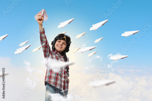 Photo: Little boy in pilot's hat Little boy in pilot's hat
