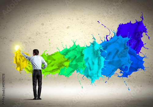 Photo: Man painting splashes Man painting splashes