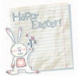 Vector: Easter cartoon bunny on a notebook scrap paper Easter cartoon bunny on a notebook scrap paper