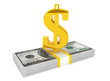 Illustration: Money stack with gold dollar sign Money stack with gold dollar sign